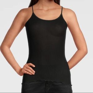 OSCALITO Wool/Silk Rib Knit Made in Italy Spaghetti Strap Camisole Black